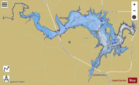 Leon Reservoir depth contour Map - i-Boating App