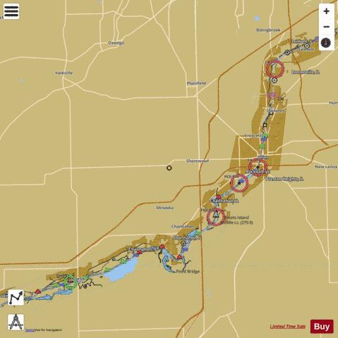 Illinois River mile 258 to mile 302 Marine Chart - Nautical Charts App