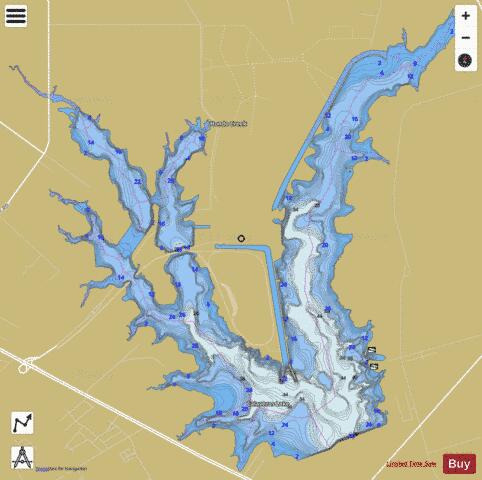 Calaveras Lake depth contour Map - i-Boating App