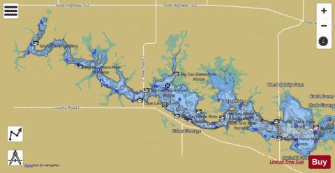 Big Eau Pleine Reservoir depth contour Map - i-Boating App