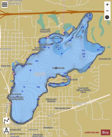 Lake Menomin depth contour Map - i-Boating App