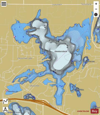 Okauchee Lake 85 depth contour Map - i-Boating App
