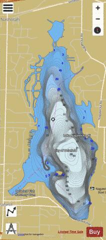 Lake Nagawicka 46 depth contour Map - i-Boating App