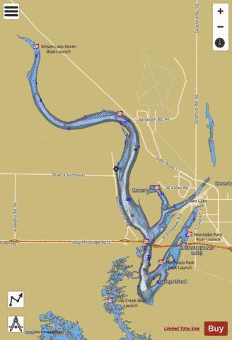Moses Lake depth contour Map - i-Boating App