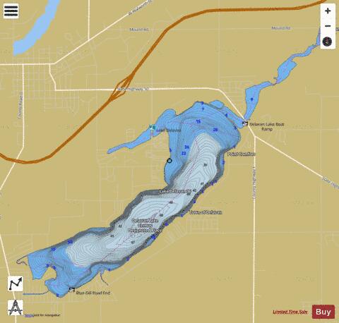 Lake Delavan 36 depth contour Map - i-Boating App