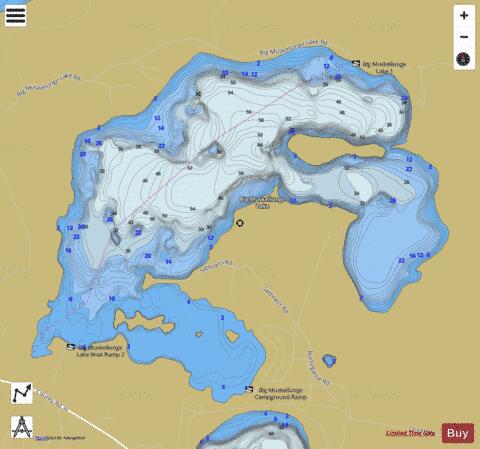Big Muskellunge Lake depth contour Map - i-Boating App