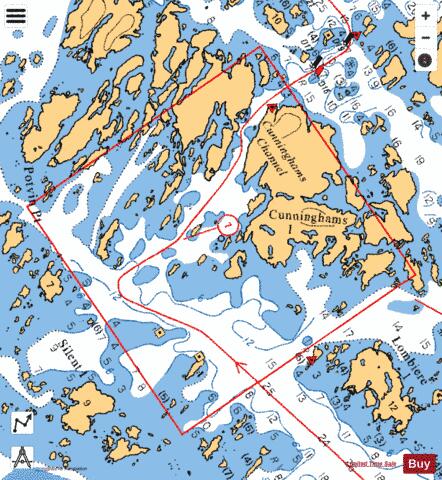 CUNNINGHAMS CHANNEL Marine Chart - Nautical Charts App - Satellite