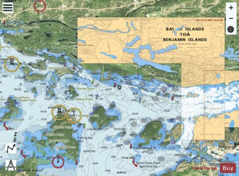 BAY OF ISLANDS TO/� BENJAMIN ISLANDS Marine Chart - Nautical Charts App - Satellite