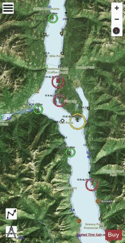 KOOTENAY LAKE RHINOCEROS POINT TO RIONDEL Marine Chart - Nautical Charts App - Satellite