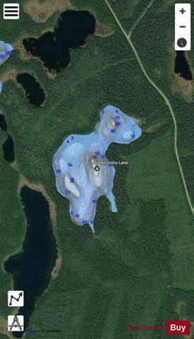 Amanita Lake depth contour Map - i-Boating App - Satellite