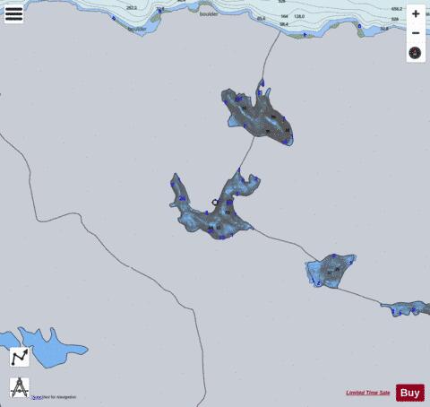 Calvert Island Lake #3 depth contour Map - i-Boating App - Satellite