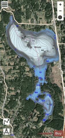 Beaver + Elk Lakes depth contour Map - i-Boating App - Satellite