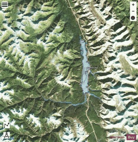 Muncho Lake depth contour Map - i-Boating App - Satellite