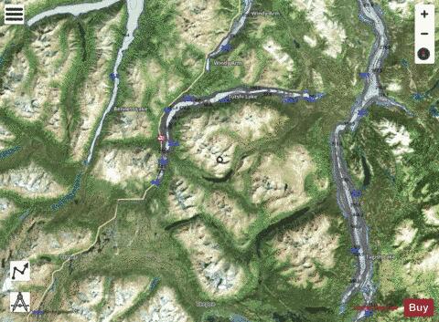 Tutshi Lake depth contour Map - i-Boating App - Satellite
