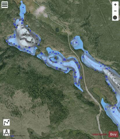 Two Lake depth contour Map - i-Boating App - Satellite