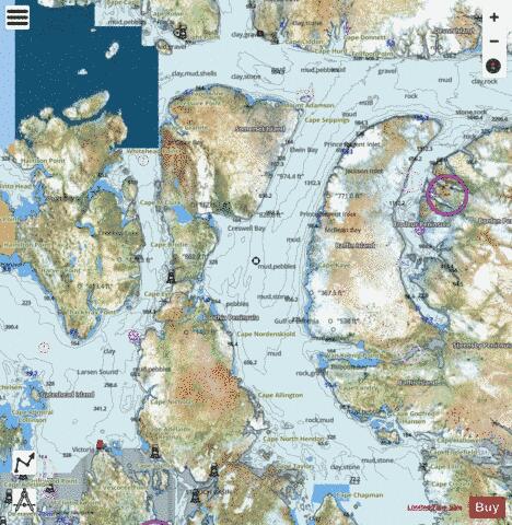 Prince Regent Inlet Marine Chart - Nautical Charts App - Satellite