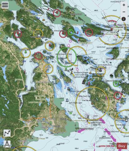Juan de Fuca Strait to\a Strait of Georgia (Western Portion, Part 1 of 2) Marine Chart - Nautical Charts App - Satellite