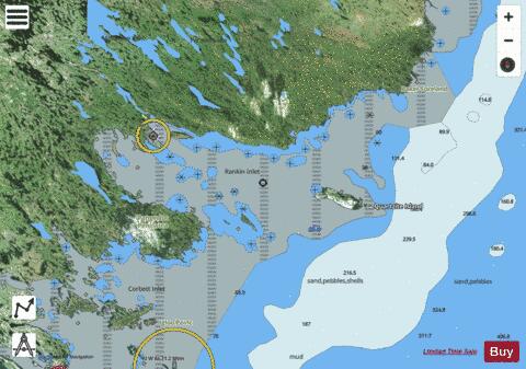Marble Island to/a Rankin Inlet Marine Chart - Nautical Charts App - Satellite