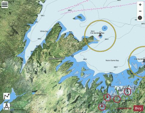 White Bay and/et Notre Dame Bay Marine Chart - Nautical Charts App - Satellite