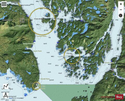 Approaches to Smith Sound and Rivers Inlet (Part 1 of 2) Marine Chart - Nautical Charts App - Satellite