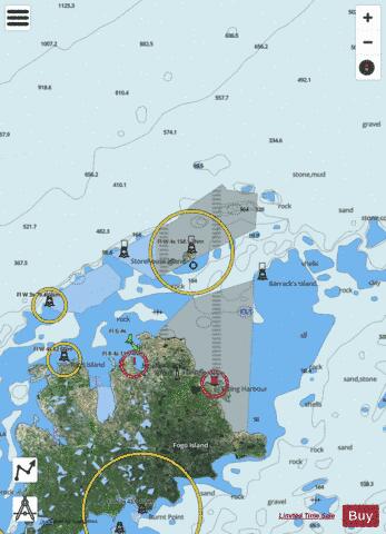 Fogo Island Northern Portion Marine Chart - Nautical Charts App - Satellite