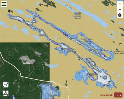 Muldrew Lakes (North and South) depth contour Map - i-Boating App - Satellite