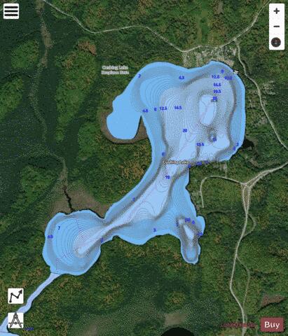 Cushing Lake depth contour Map - i-Boating App - Satellite