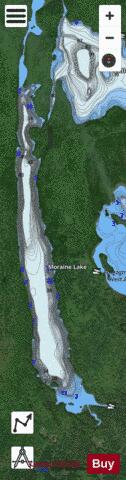 Moraine Lake depth contour Map - i-Boating App - Satellite