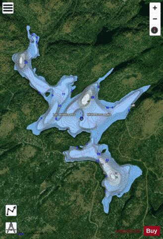 Mishewawa Lake depth contour Map - i-Boating App - Satellite