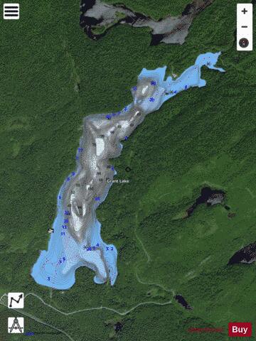 Grant Lake depth contour Map - i-Boating App - Satellite