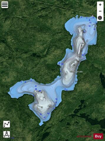 Kinniwabi Lake depth contour Map - i-Boating App - Satellite