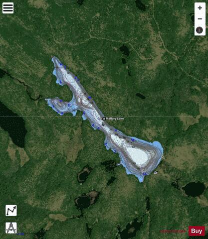 Long Mallory Lake depth contour Map - i-Boating App - Satellite