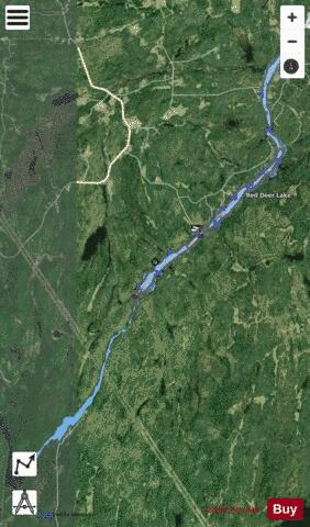 Red Deer Lake depth contour Map - i-Boating App - Satellite