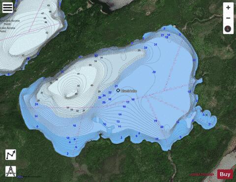 Bluette Lake depth contour Map - i-Boating App - Satellite