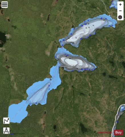 Wawiashkashi Lake depth contour Map - i-Boating App - Satellite