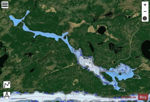Deerhound Lake depth contour Map - i-Boating App - Satellite