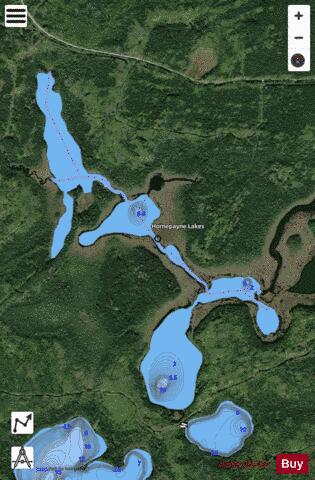 Homepayne Lake depth contour Map - i-Boating App - Satellite