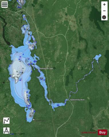 Nabakwasi Lake depth contour Map - i-Boating App - Satellite