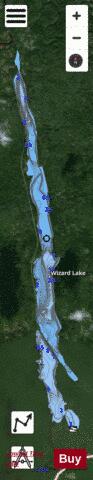 Wizard Lake depth contour Map - i-Boating App - Satellite
