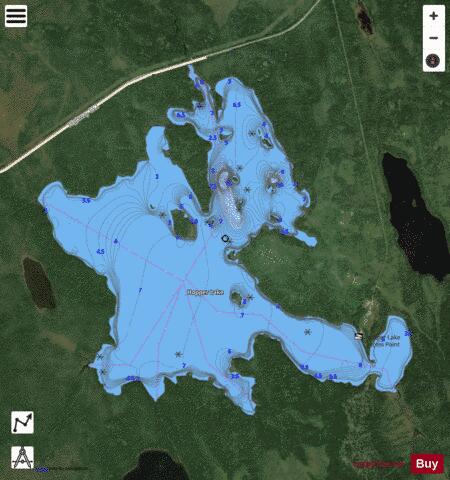 Hopper Lake depth contour Map - i-Boating App - Satellite