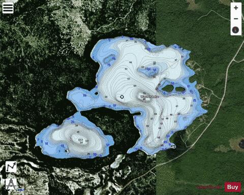 Warner Lake depth contour Map - i-Boating App - Satellite