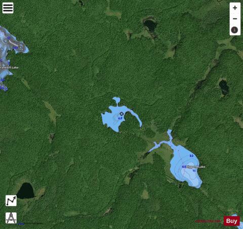 Unamed lake betweem Cranebill and Lilypond lakes depth contour Map - i-Boating App - Satellite