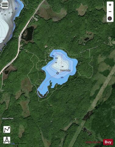 Denna Lake depth contour Map - i-Boating App - Satellite