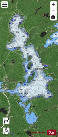 Haliburton Lake depth contour Map - i-Boating App - Satellite