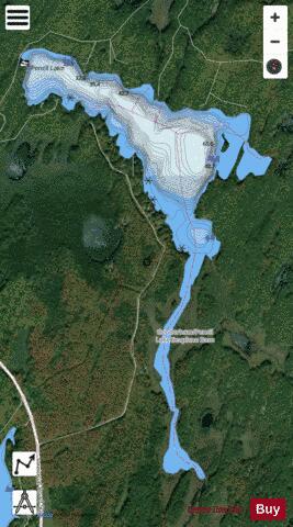 Pencil Lake depth contour Map - i-Boating App - Satellite