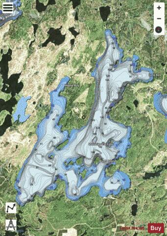 Mameigwess Lake depth contour Map - i-Boating App - Satellite