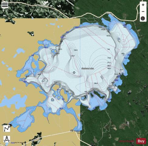 Skeleton Lake depth contour Map - i-Boating App - Satellite