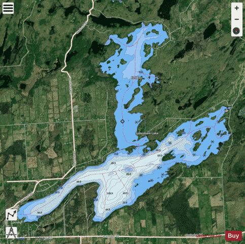 Sydenham Lake depth contour Map - i-Boating App - Satellite