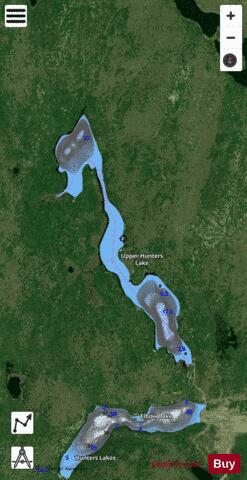Upper Hunters Lake depth contour Map - i-Boating App - Satellite