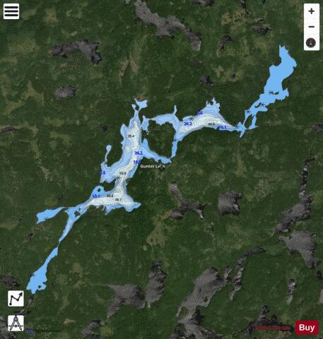Gunter Lake depth contour Map - i-Boating App - Satellite